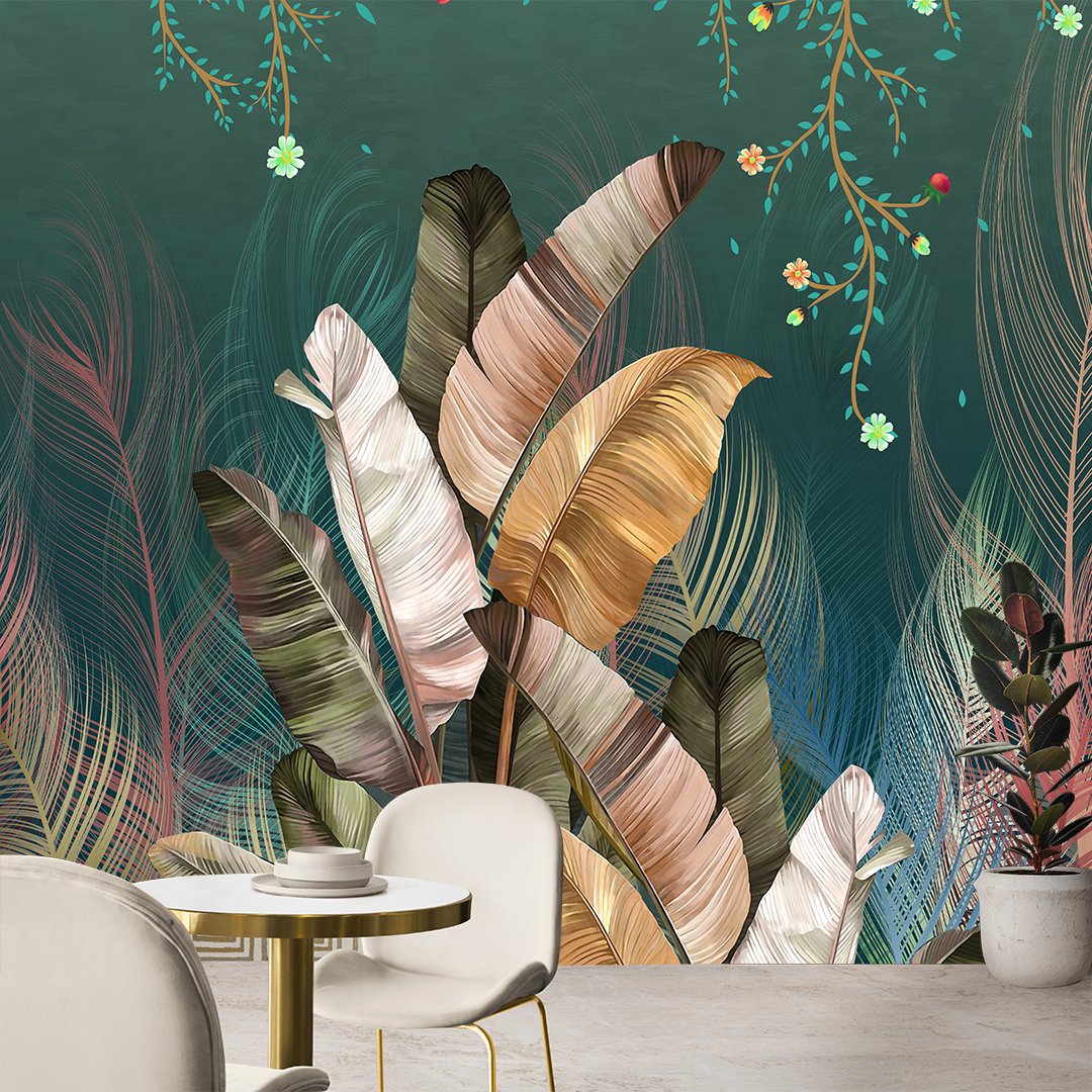 Luxurious 3D Leaf Wallpaper DDS322 2