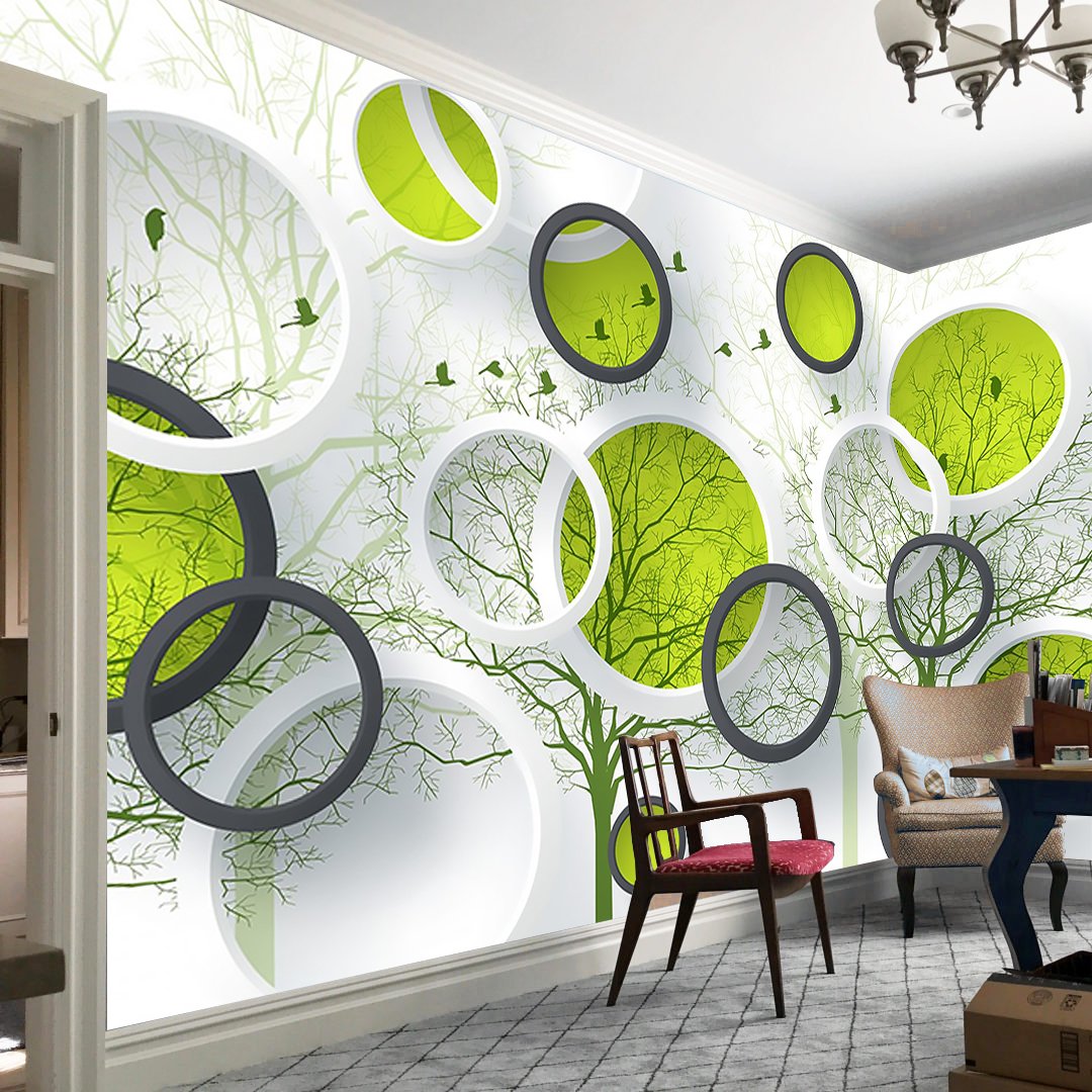 3D Geometrical Circle Wallpaper DDS317 2
